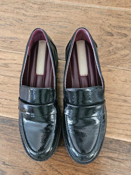 Franco Sarto Patent Leather Platform Loafers Black Chunky  display picture 3